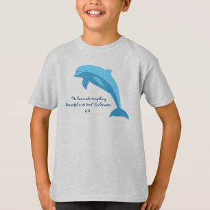 T-shirt Conception bleue de dauphin avec le vers de bible