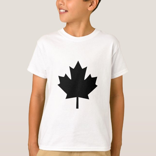 T-shirt Conception canadienne de la feuille d'érable noire (Devant)