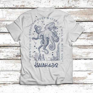 T-shirt Conception chrétienne de la pieuvre Eaux profondes