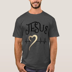 T-shirt Conception chrétienne Jésus avec cœur et battement