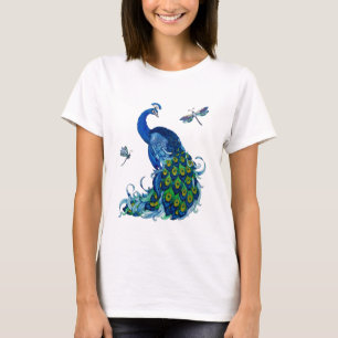 T-shirt Conception classique de paon et libellule
