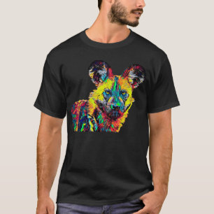 T-shirt Conception colorée africaine de chien sauvage