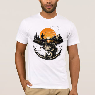 T-shirt Conception d'angler au coucher du soleil pour la p