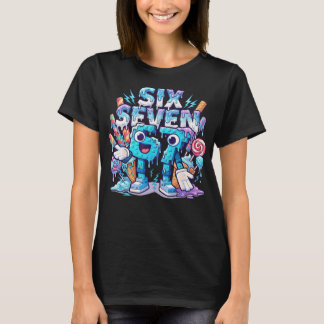 T-shirt Conception d'anniversaire Six Sept Colorée Candy L