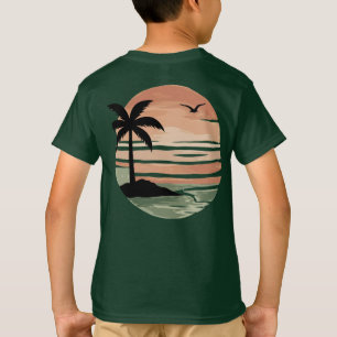T-shirt Conception d'arbre de palmier de coucher de soleil