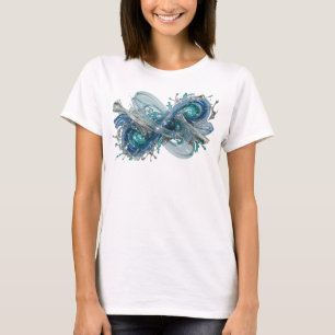 T-shirt Conception d'art abstrait argenté vif
