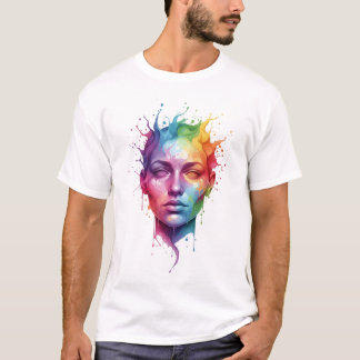 T-shirt Conception d'art de visage abstrait coloré