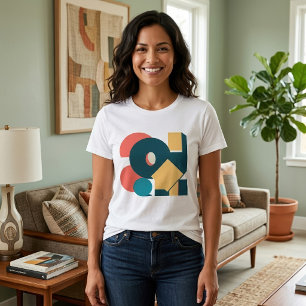 T-shirt Conception d'art géométrique abstrait rétro au ris