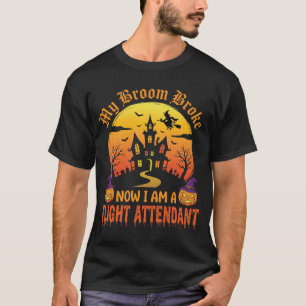 T-shirt Conception de balai de sorcière d'agent de bord Ha