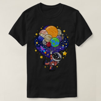 T-shirt Conception de ballon de planète d'astronaute migno