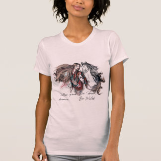 T-shirt Conception de Boho avec la fille et le cheval