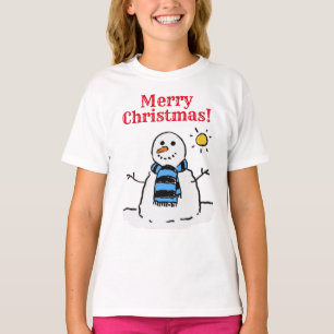 T-shirt Conception de bonhomme de neige avec Joyeux Noël p