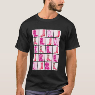 T-shirt Conception de bottes de cowgirl à damier coquette