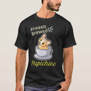 T-shirt Conception de café de chien Corgi fraîchement infu