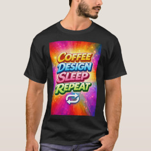 T-shirt Conception de café Sommeil Répéter