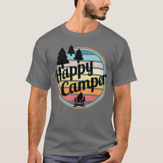 T-shirt Conception de camping rétro Happy Camper pour fami