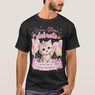 T-shirt Conception de célébration d'anniversaire de chaton