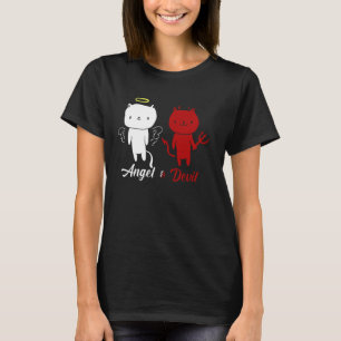 T-shirt Conception de chat ange et démon