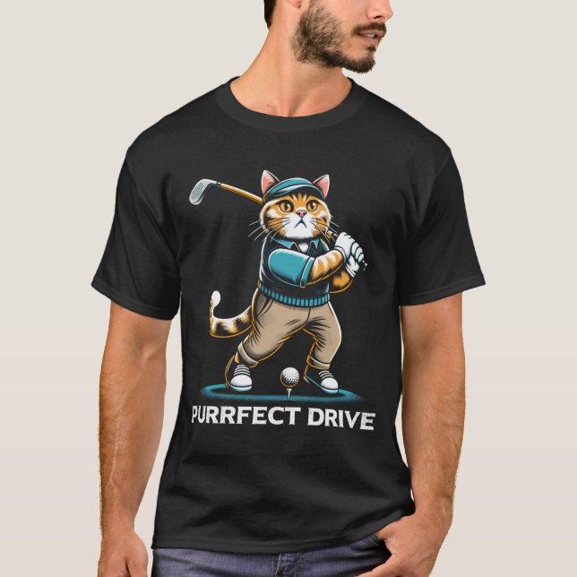 T-shirt Conception de chat de golf de Drive (Devant)