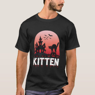 T-shirt Conception de chat de maison hantée de chaton d'Ha