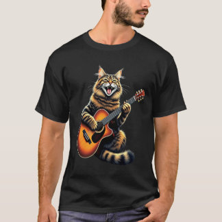 T-shirt Conception de chat Maine Coon drôle jouant de la g