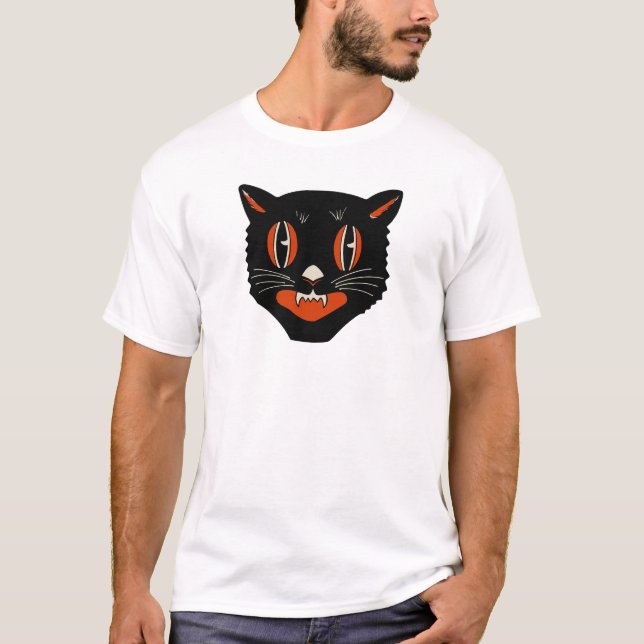 T-shirt conception de chat noir des années 1940 (Devant)