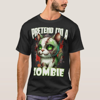 T-shirt Conception de chat Zombie Quirky pour Halloween am
