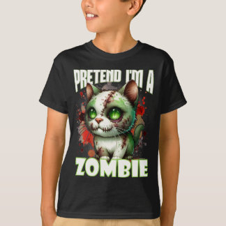 T-shirt Conception de chat Zombie Quirky pour Halloween am