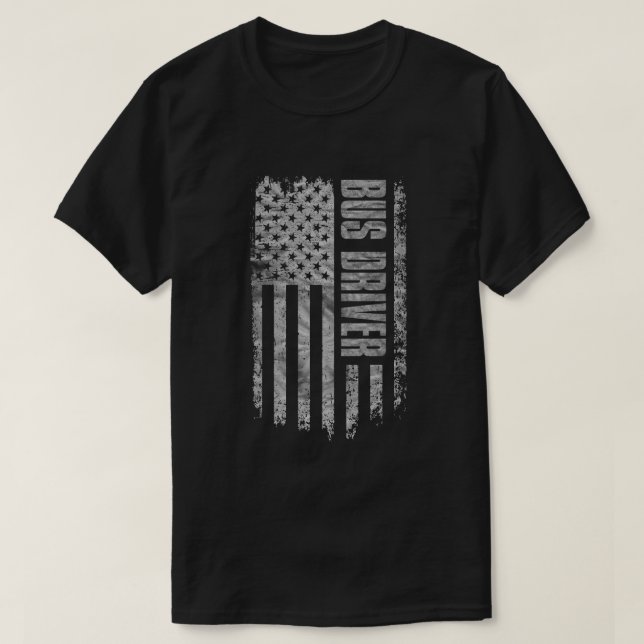 T-shirt Conception de chauffeur de bus USA drapeau en détr (Design devant)