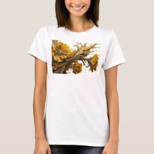T-shirt Conception de chemise GOLDEN FLOWERS Artistic Gold