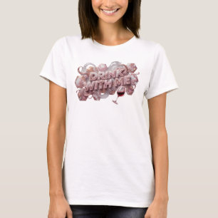 T-shirt Conception de chemise rose artistique BOIS UN VERR