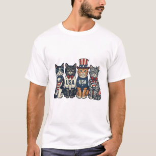T-shirt Conception de chemise USA chats patriotiques vinta