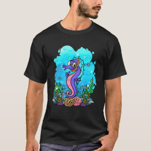 T-shirt Conception de cheval marin mignon de plongeur en s