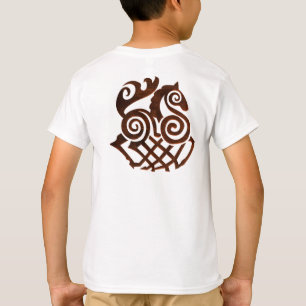 T-shirt Conception de cheval Viking ancien en marron 