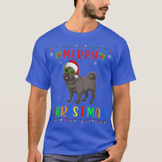 T-shirt Conception de Chien de Carlin Lumière de Noël Corr