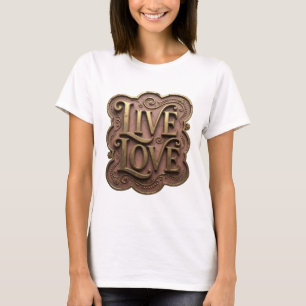 T-shirt Conception de citation LIVE LOVE frappante en or