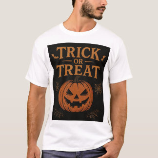 T-shirt Conception de citrouille Halloween « Trick or Trea