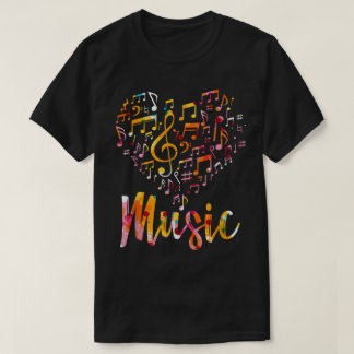 T-shirt Conception de cœur de notes de musique colorées