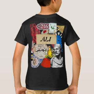 T-shirt Conception de collage d'autocollant tunisien Cul