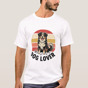 T-shirt Conception de coucher de soleil de chien mignon gr