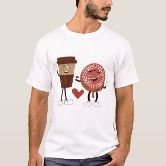 T-shirt Conception de couple de Saint-Valentin de beignet