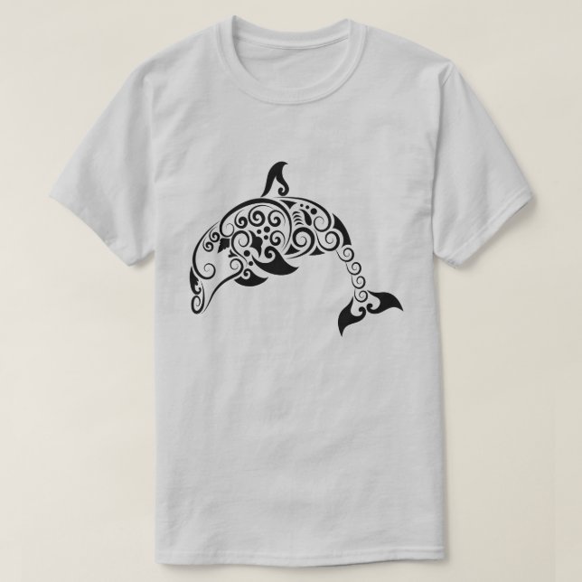 T-shirt Conception de dauphin mandala orné complexe (Design devant)