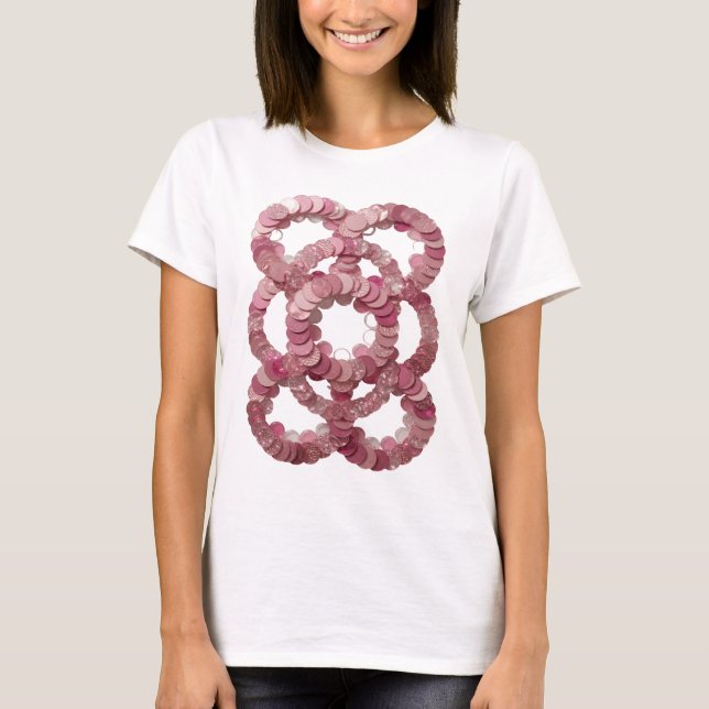 T-shirt Conception de déclaration à sequins roses argentés (Devant)