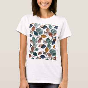 T-shirt Conception de déclaration de feuillage argenté vif