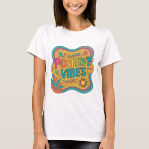 T-shirt Conception de déclaration d'icône Rose VIBES POSIT
