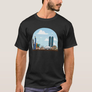 T-shirt Conception de dessin animé ludique de la skyline d