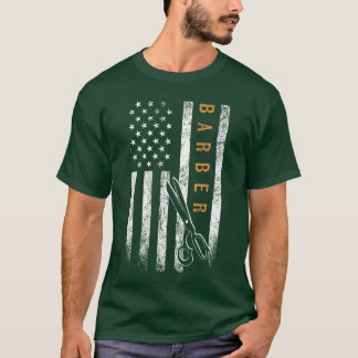 T-shirt Conception de drapeau américain barbier Cadeau de