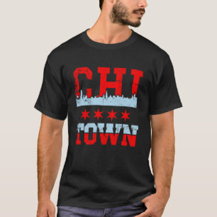 T-shirt Conception de drapeau de la skyline souvenir de Ch