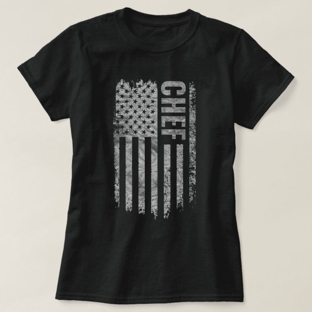 T-shirt Conception de drapeau USA Chef en détresse (Design devant)