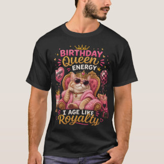 T-shirt Conception de fête d'anniversaire de la reine chat